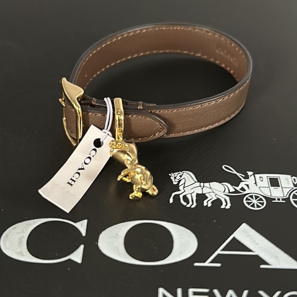 Coach Rexy Buckle Charm Leather Bracelet Brown Gold - Picture 5 of 6